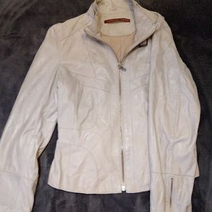 Andrew Marc beige leather jacket(lightly worn)